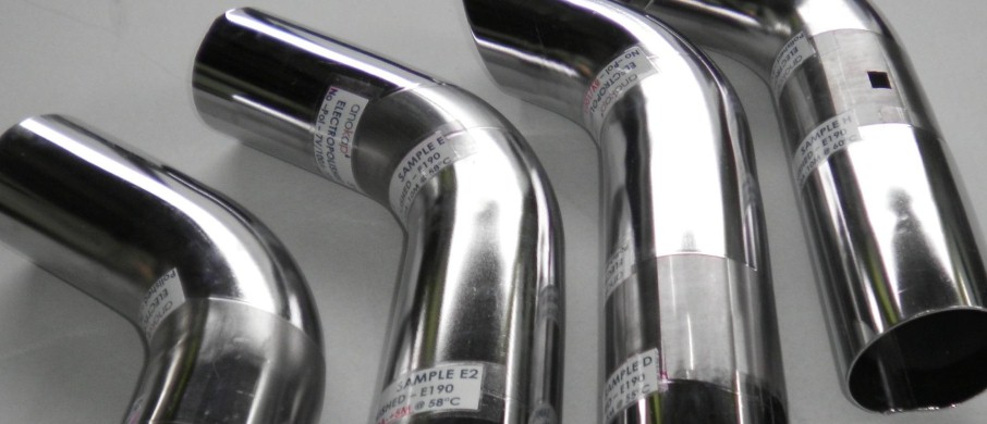 Electropolished stainless steel pipe samples